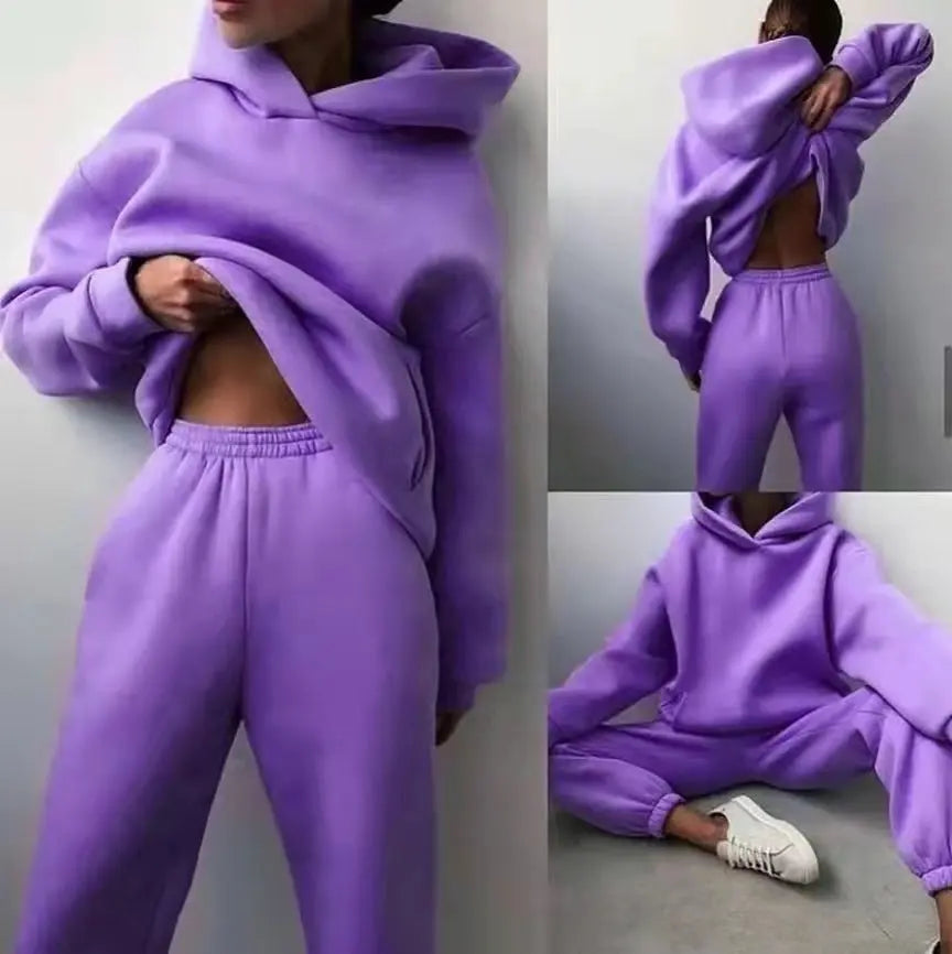 Women's Casual Hooded Sweater Two-piece Suit Clothes Hoodie Tracksuit Angel Wishes