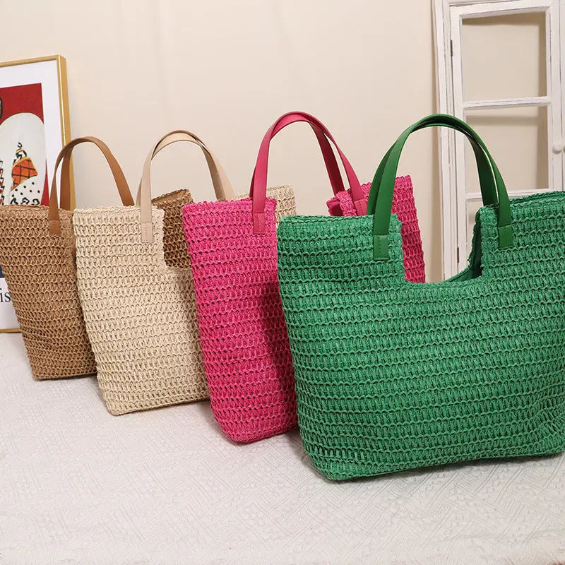 New One-shoulder Straw Simple Large Capacity Beach Bag Angel Wishes