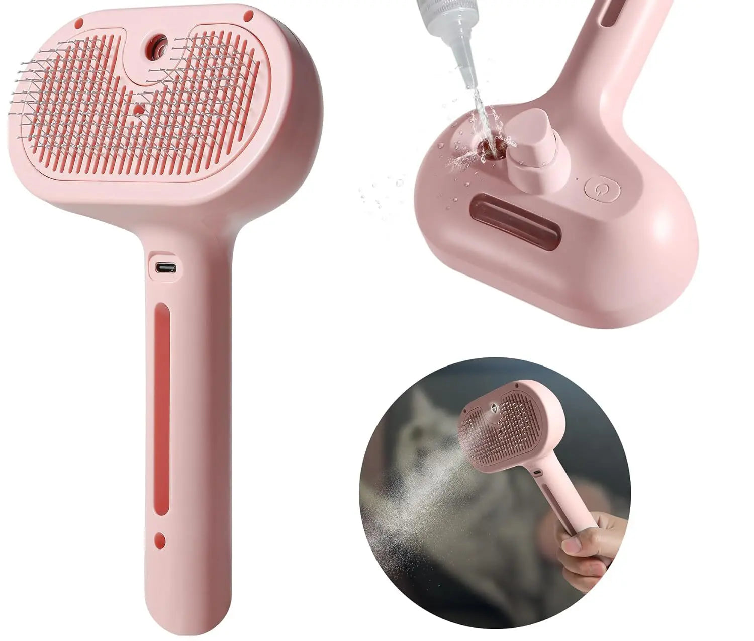 Spray Cat Brush For Shedding Water Brush For Cats And Dogs Pet Hair Removal Comb With Water Tank And Release Button Steamy Cat Brush Pet Spray Hair Comb Angel Wishes