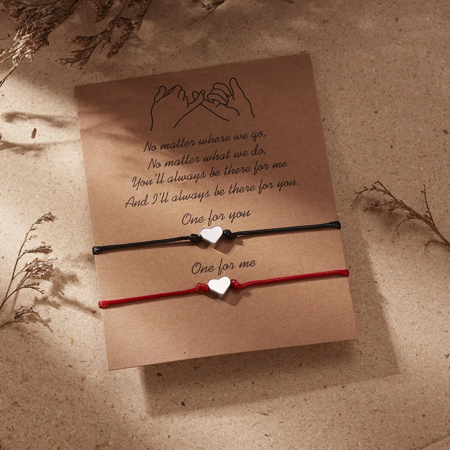 2Pcs Heart Rope Bracelet Friendship Lover Couple Rope Card Jewellery Gifts Angel Wishes