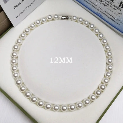 925 Silver Ingot Buckle Strong Light High Quality Shell Pearls Australian White Necklace Angel Wishes