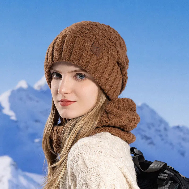 Women's Hat Scarf Set Outdoor Cold-proof Warm Knitted Hat Earmuffs Angel Wishes