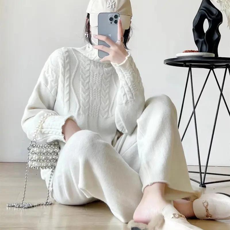 Sweater And Wide Leg Trousers Two-piece Angel Wishes