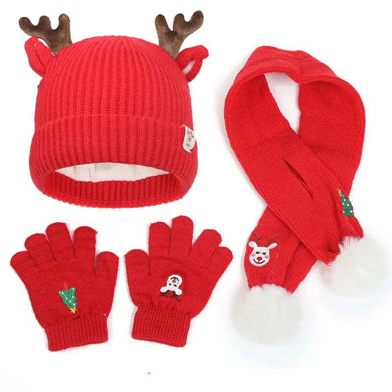 Children's Hat Scarf Gloves Fleece-lined Three-piece Set Angel Wishes