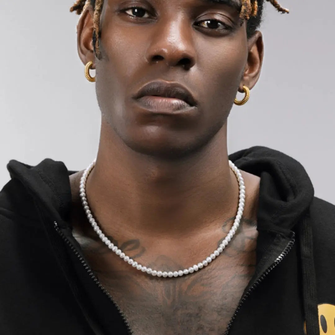 Natural Pearl Necklace Men's Hip-hop Retro High-end Clavicle Necklace Women Angel Wishes