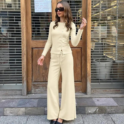 Long-sleeved Top And Trousers Two-piece Set Angel Wishes