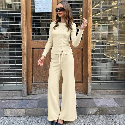 Long-sleeved Top And Trousers Two-piece Set Angel Wishes