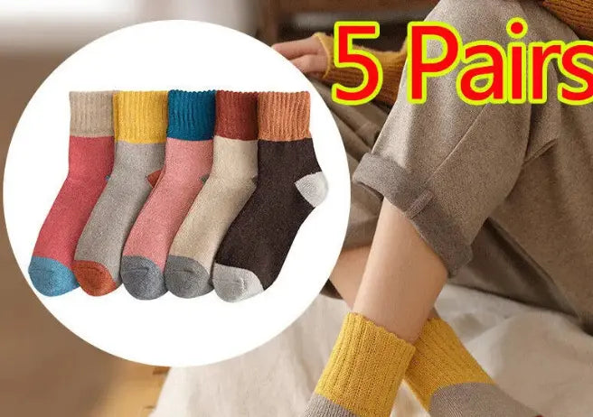 5 Pairs Womens Thick Socks Angel Wishes