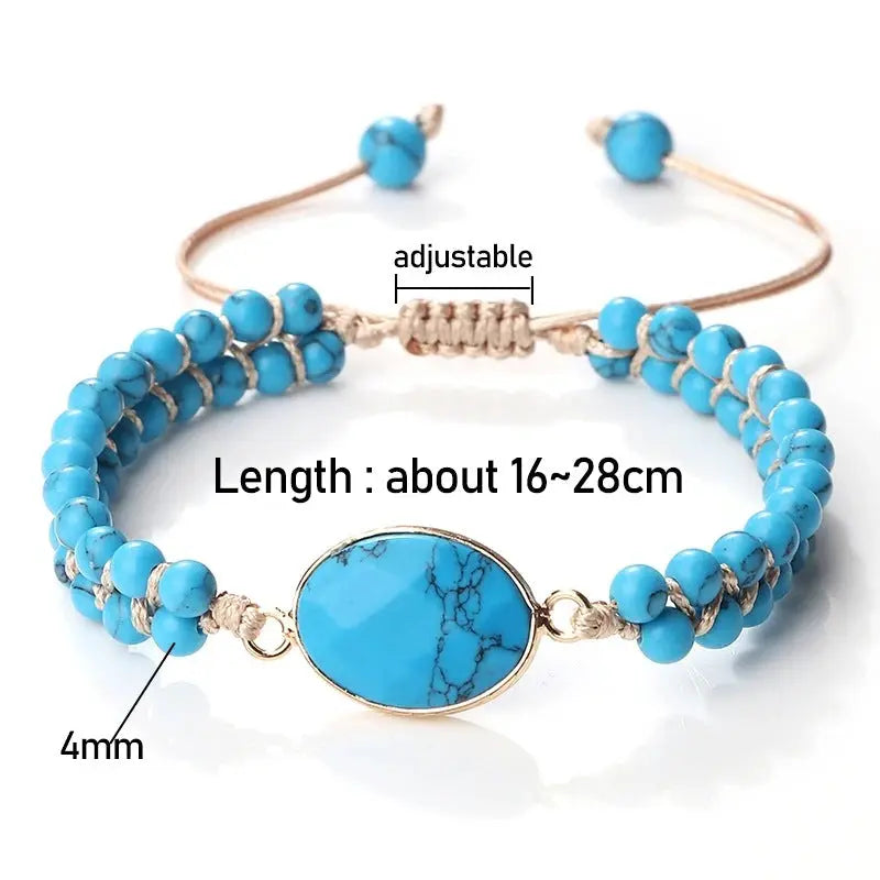 Hand-woven 4MM Natural Blue Turquoise Beads Irregular Bracelet Angel Wishes