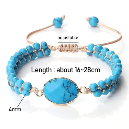 Hand-woven 4MM Natural Blue Turquoise Beads Irregular Bracelet Angel Wishes