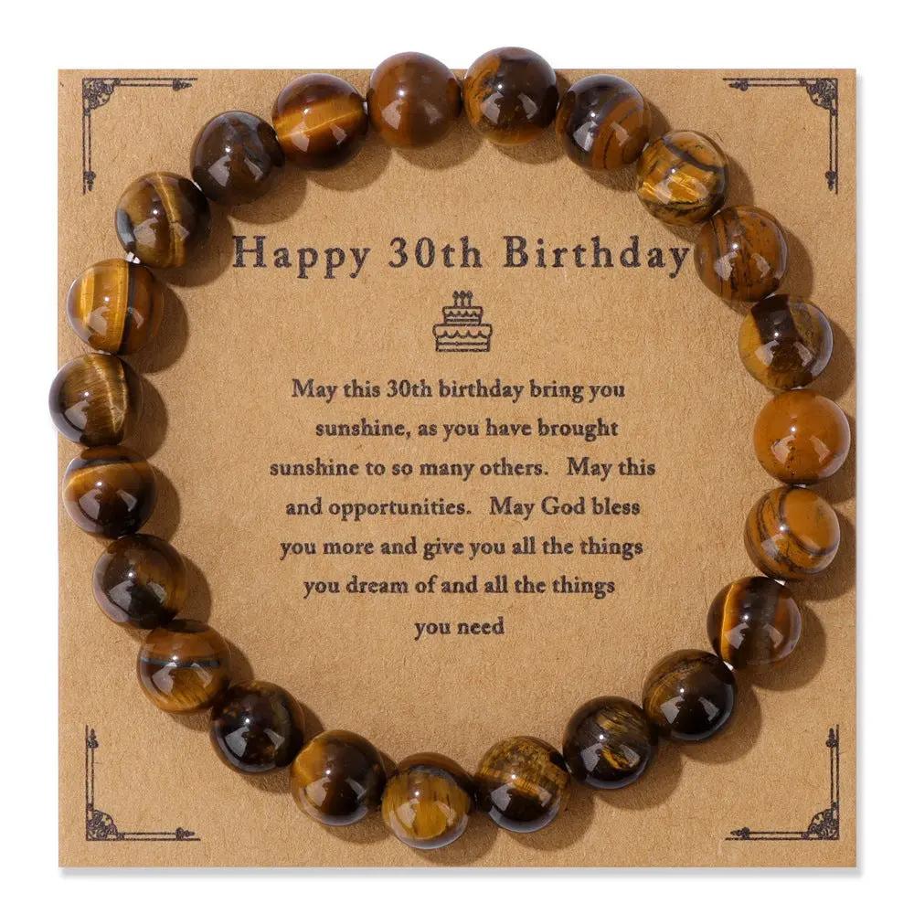 Birthday Card Unisex Natural Stone Bracelet Elastic String Bracelet Angel Wishes