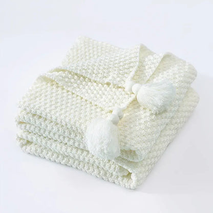 Nordic Tassel Knitted Woolen Yarn Blanket Angel Wishes