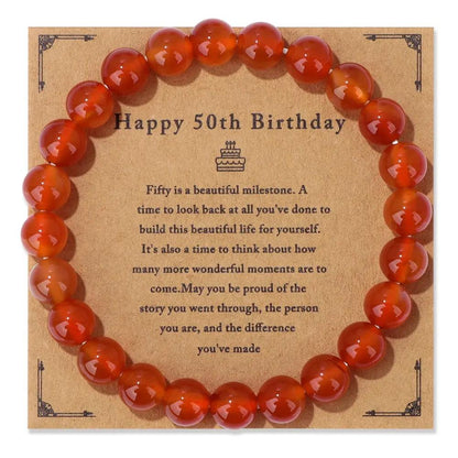 Birthday Card Unisex Natural Stone Bracelet Elastic String Bracelet Angel Wishes