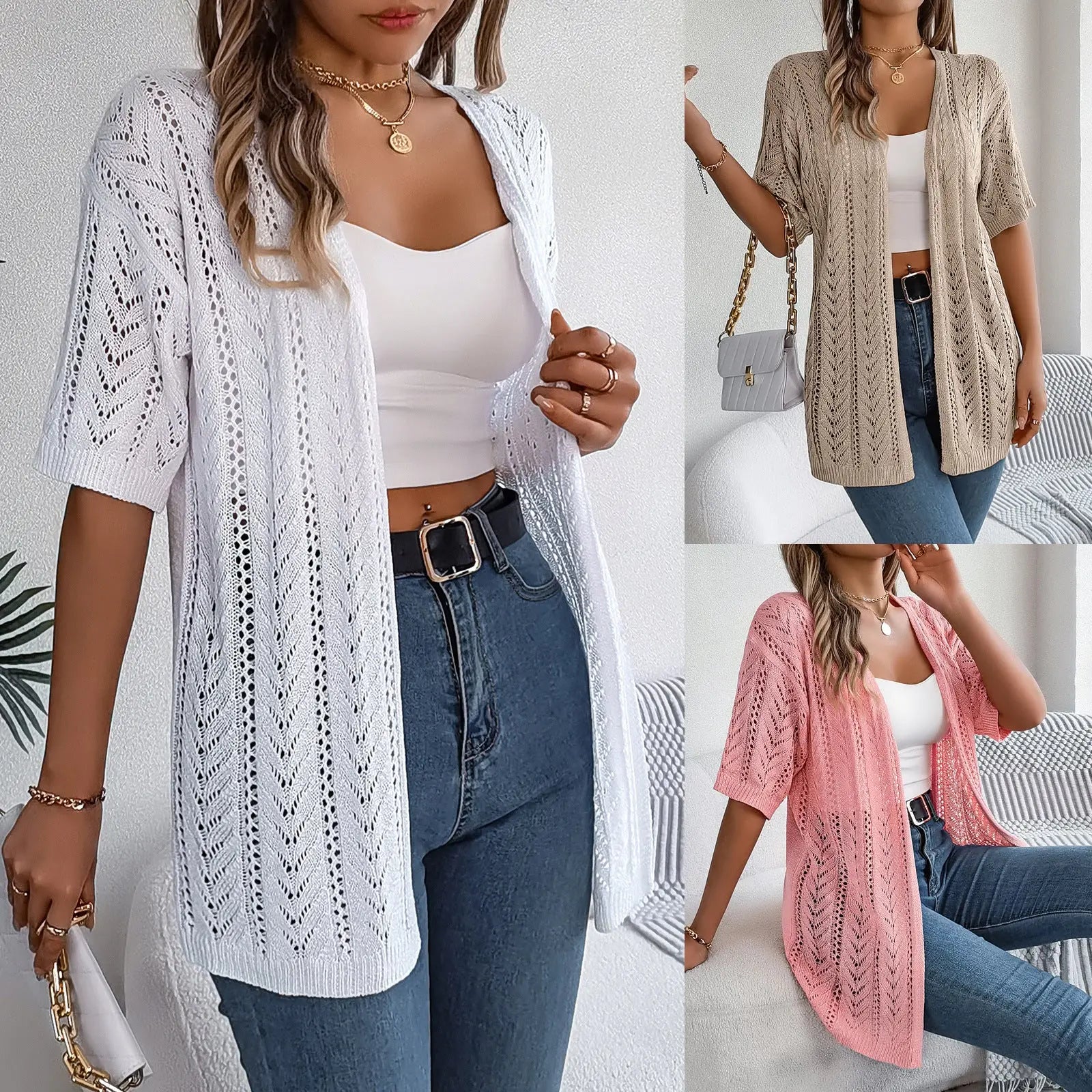 Women's Hollow Knitted Sun Protection Shirt Angel Wishes