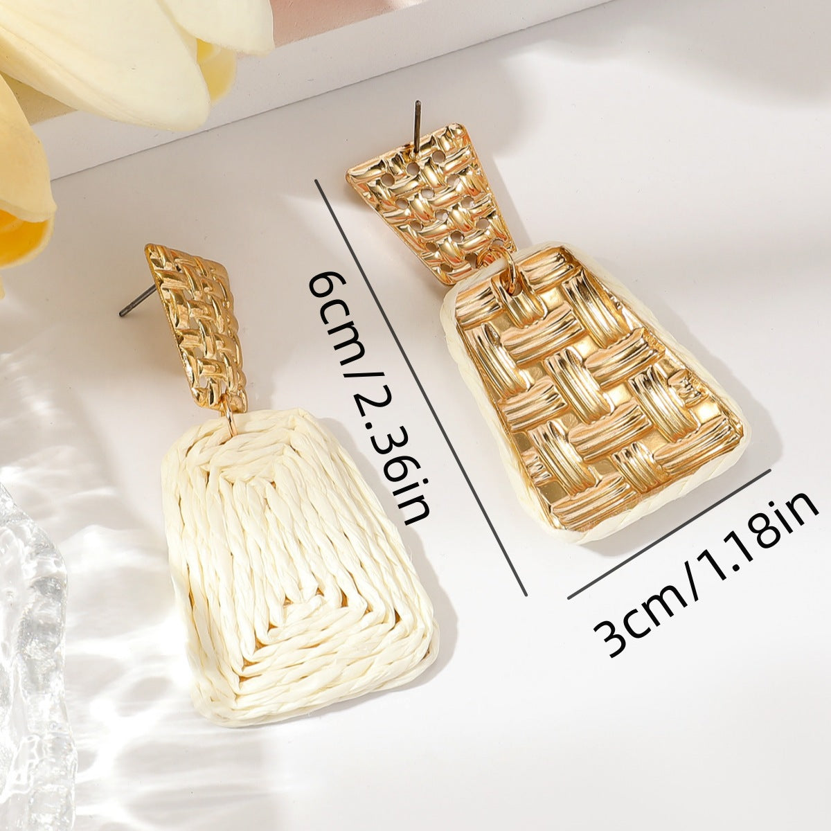 Raffia Earrings Women's Fashion Trapezoidal Alloy Angel Wishes