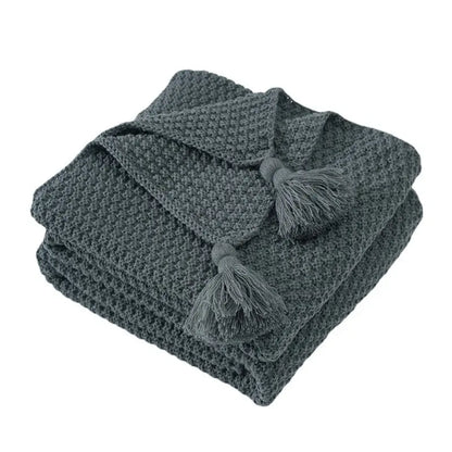 Nordic Tassel Knitted Woolen Yarn Blanket Angel Wishes