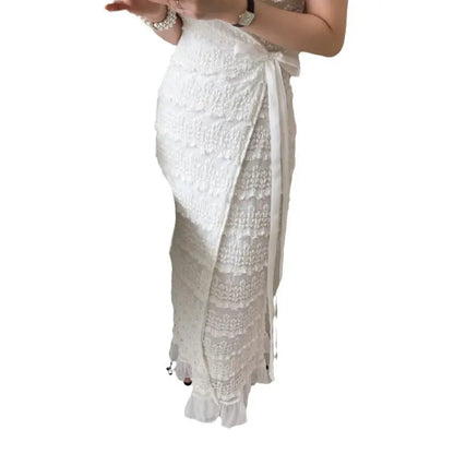 One-piece Lace Crochet Flying Sleeves Dress Female Summer Elegance V-neck Angel Wishes