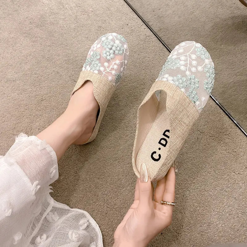 Low Heel Flat Slip-on Lofter Hollow Sandals Angel Wishes