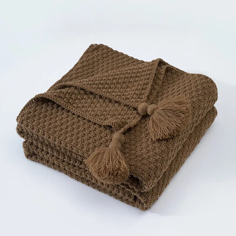 Nordic Tassel Knitted Woolen Yarn Blanket Angel Wishes