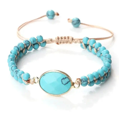 Hand-woven 4MM Natural Blue Turquoise Beads Irregular Bracelet Angel Wishes