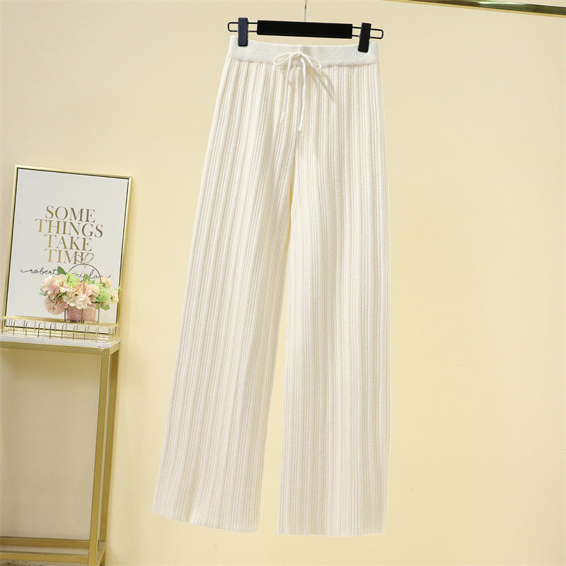 Elastic High Waist Knitted Wide-leg Trousers Angel Wishes