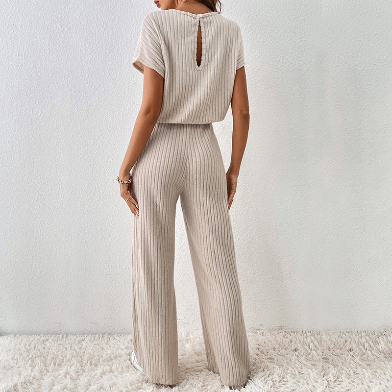 Round Neck Top & Trousers Two-piece Set Angel Wishes