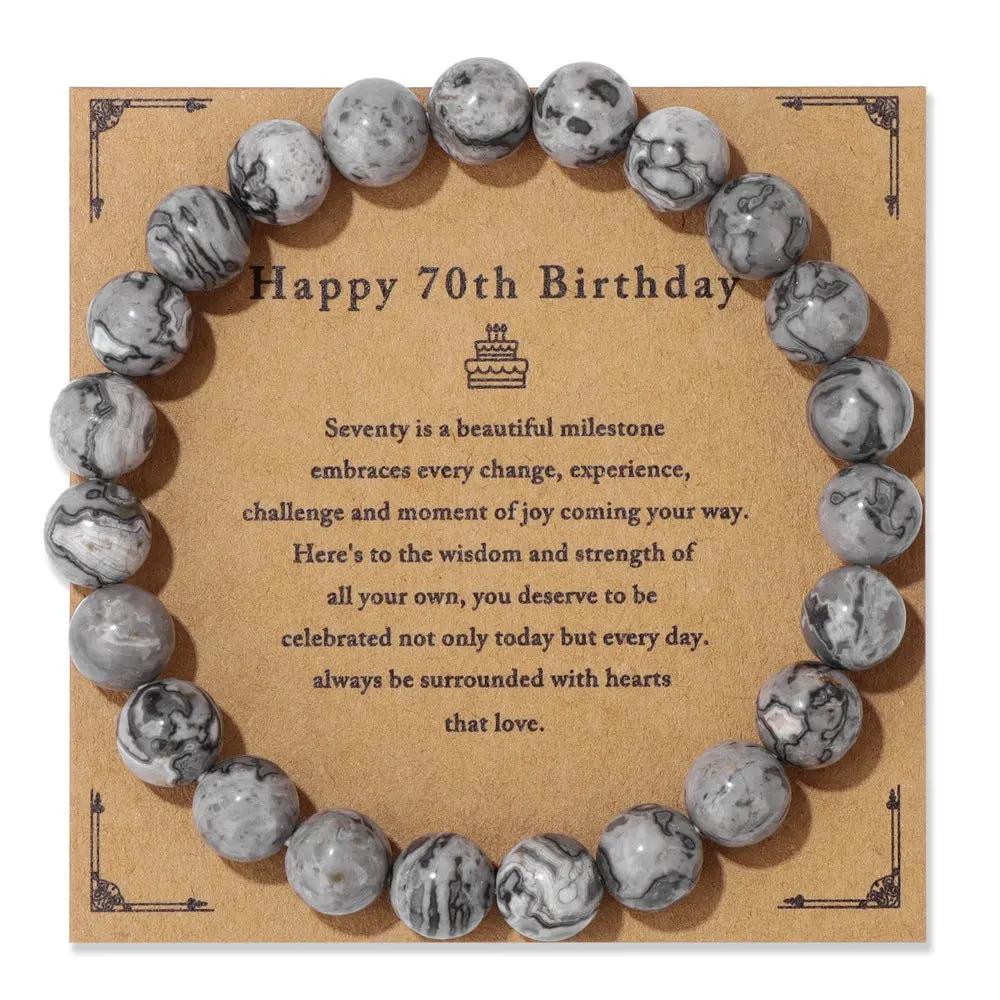 Birthday Card Unisex Natural Stone Bracelet Elastic String Bracelet Angel Wishes