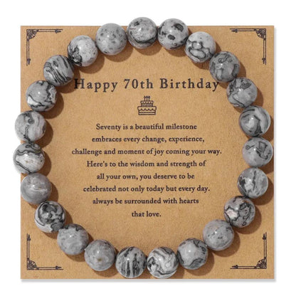 Birthday Card Unisex Natural Stone Bracelet Elastic String Bracelet Angel Wishes