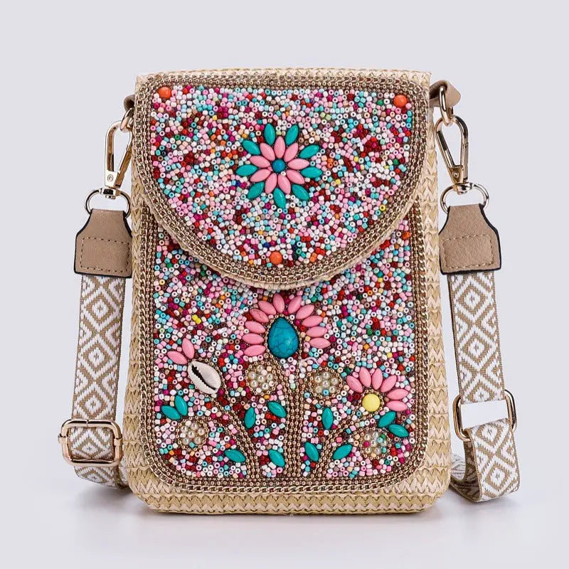 Rice Bead Woven Women's Shoulder Bag Angel Wishes