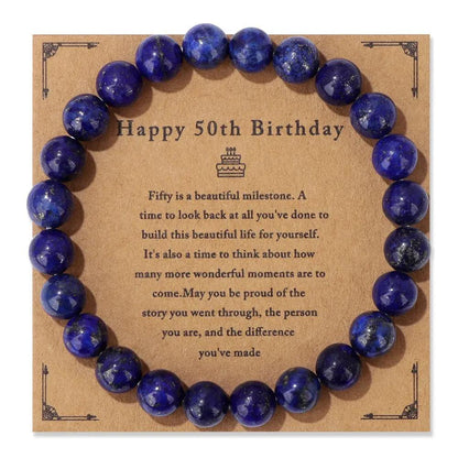 Birthday Card Unisex Natural Stone Bracelet Elastic String Bracelet Angel Wishes