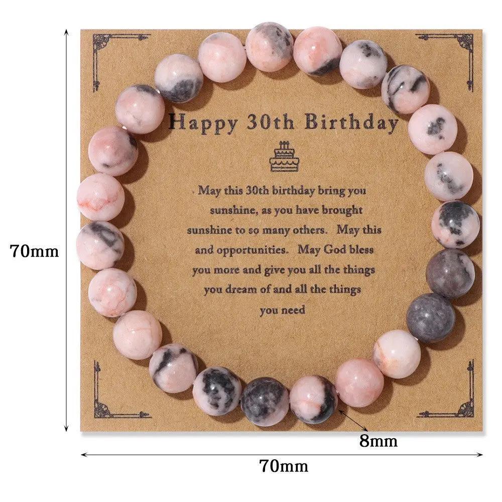 Birthday Card Unisex Natural Stone Bracelet Elastic String Bracelet Angel Wishes