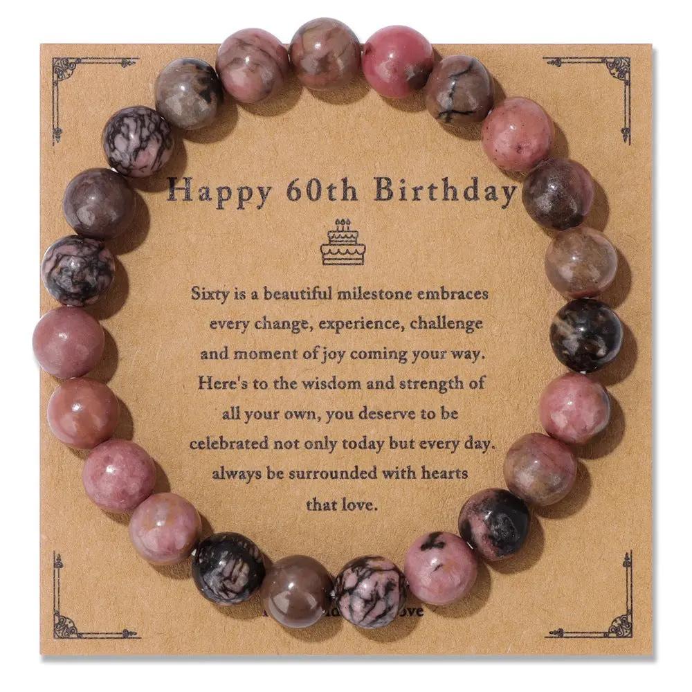 Birthday Card Unisex Natural Stone Bracelet Elastic String Bracelet Angel Wishes