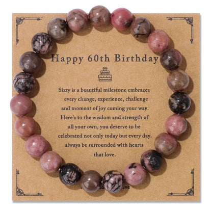 Birthday Card Unisex Natural Stone Bracelet Elastic String Bracelet Angel Wishes