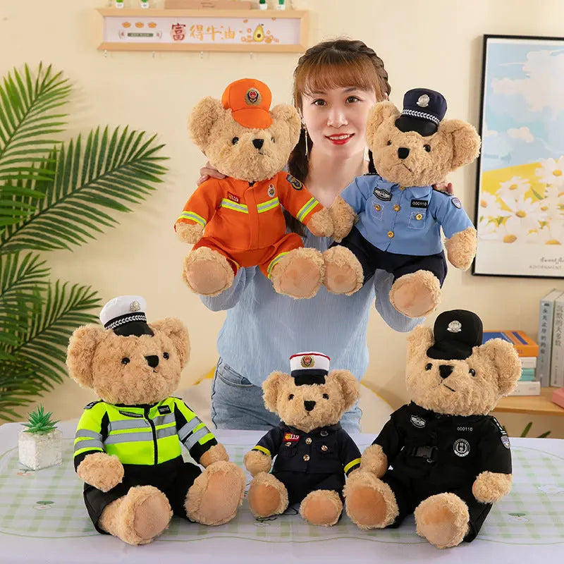 Fire Bear Police Teddy Doll Plush Toys Angel Wishes