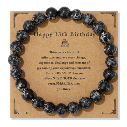 Birthday Card Unisex Natural Stone Bracelet Elastic String Bracelet Angel Wishes