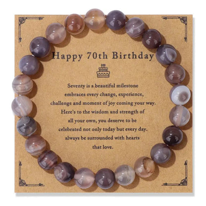 Birthday Card Unisex Natural Stone Bracelet Elastic String Bracelet Angel Wishes