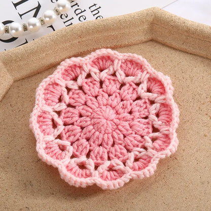 Simple Cute Flowers Knitted Coaster Wool Woven Coaster Flower Angel Wishes