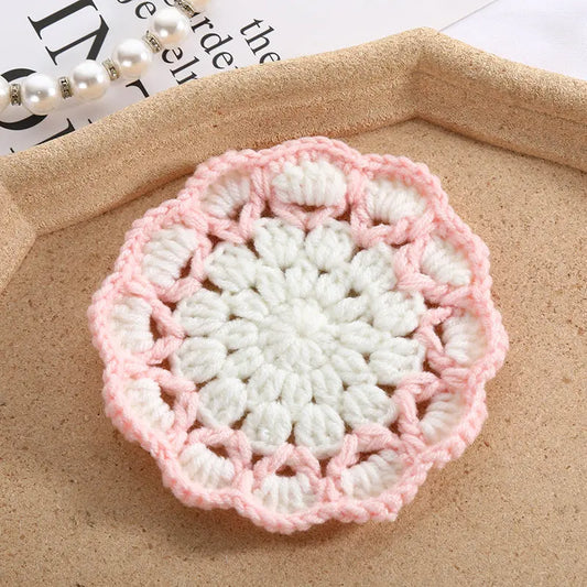 Simple Cute Flowers Knitted Coaster Wool Woven Coaster Flower Angel Wishes