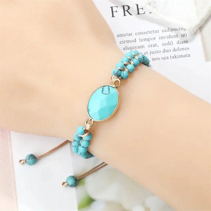 Hand-woven 4MM Natural Blue Turquoise Beads Irregular Bracelet Angel Wishes