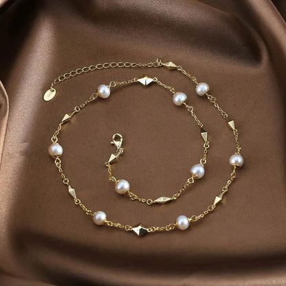 S925 Sterling Silver Necklace Natural Baroque Pearl Necklace Angel Wishes