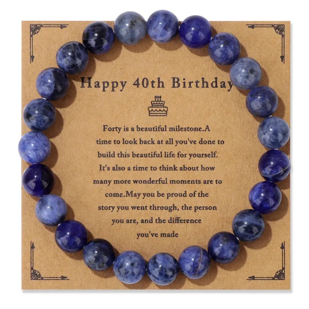 Birthday Card Unisex Natural Stone Bracelet Elastic String Bracelet Angel Wishes