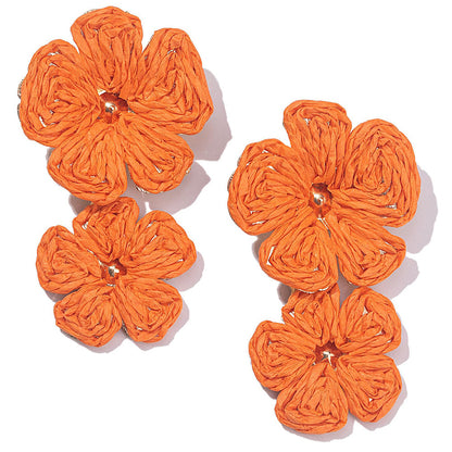 Multi-layer Flower Earrings Handmade Raffia Angel Wishes