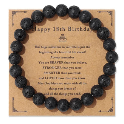 Birthday Card Unisex Natural Stone Bracelet Elastic String Bracelet Angel Wishes