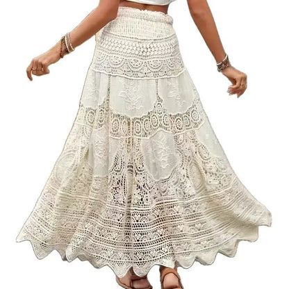 Retro Hollow Knitted Big Hem Skirt Women Angel Wishes