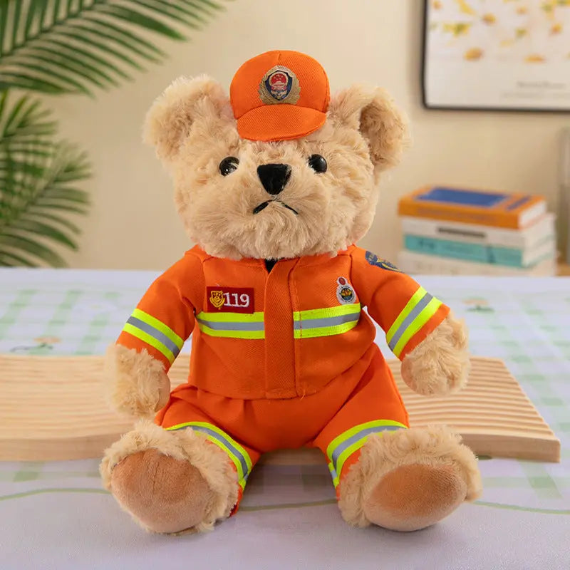 Fire Bear Police Teddy Doll Plush Toys Angel Wishes