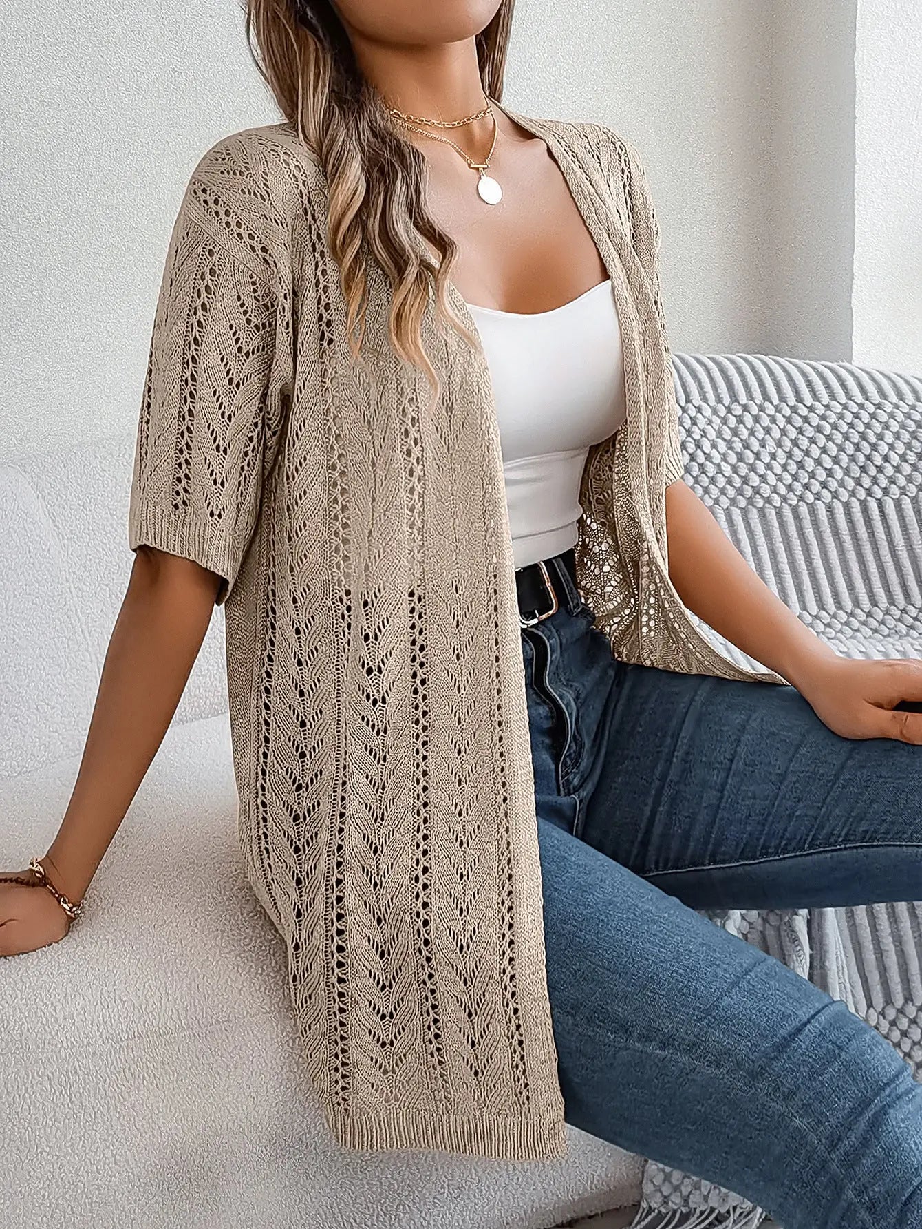 Women's Hollow Knitted Sun Protection Shirt Angel Wishes
