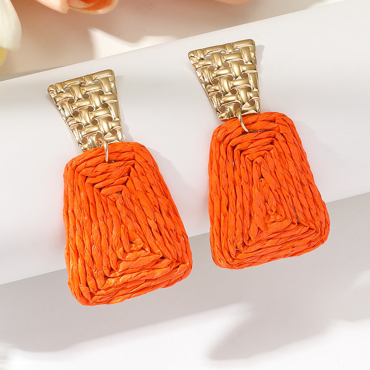 Raffia Earrings Women's Fashion Trapezoidal Alloy Angel Wishes