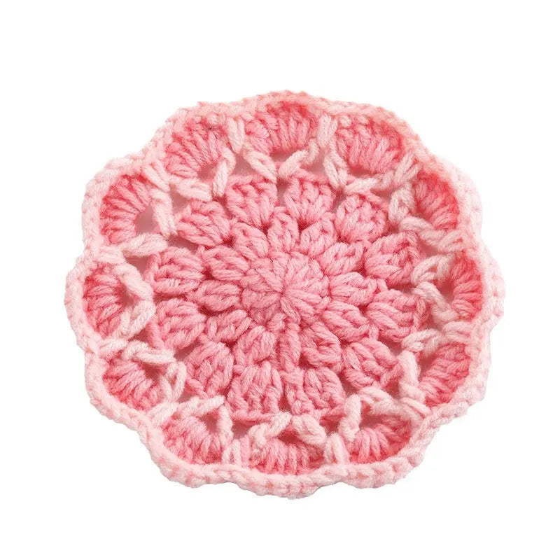 Simple Cute Flowers Knitted Coaster Wool Woven Coaster Flower Angel Wishes
