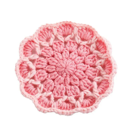 Simple Cute Flowers Knitted Coaster Wool Woven Coaster Flower Angel Wishes