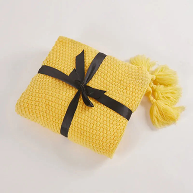 Nordic Tassel Knitted Woolen Yarn Blanket Angel Wishes